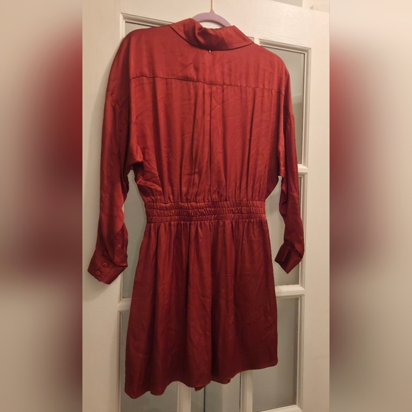 Misa Los Angeles Danielle Terracotta Sexy Long Sleeve Mini Dress With Pockets - Picture 11 of 12